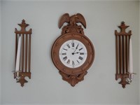 Hanging Wall Clock & Candle Holders