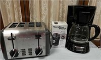 Coffee maker, toaster, coffee grinder