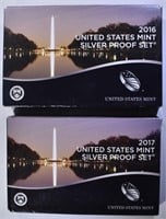 2016 & 2017 U.S. SILVER PROOF SETS IN BOXES/COA