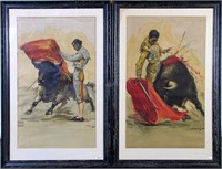 Pair of Vintage Bullfighter Lithographs