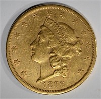1866-S $20.00 GOLD LIBERTY w/MOTTO  AU