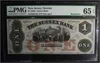 1850s $1.00 SUSSEX BANK NEW JERSEY PMG 65EPQ