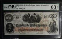 1862-63 $100.00 CONFEDERATE STATES OF AMERICA