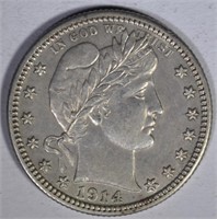 1914-S BARBER QUARTER  AU/BU