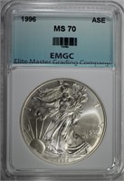 1996 AMERICAN SILVER EAGLE, EMGC PERFECT GEM BU