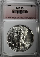 1989 AMERICAN SILVER EAGLE WHSG GRADED