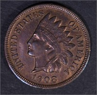 1908-S INDIAN HEAD CENT  AU/BU