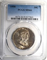 1958 FRANKLIN HALF DOLLAR, PCGS MS-66