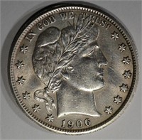 1906 BARBER HALF DOLLAR  AU+