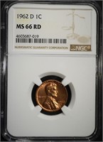 1962-D LINCOLN CENT NGC MS66 RD