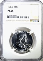 1963 FRANKLIN HALF DOLLAR, NGC PF-69!!!