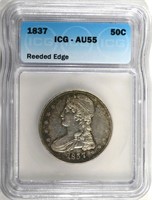 1837 REEDED EDGE CAPPED BUST HALF DOLLAR
