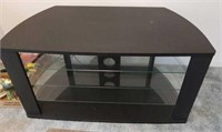 Wooden TV Stand w/ Glass Shelves
