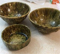 3 nice sponge ware crock bowls