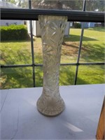 Tall cut glass vase