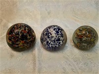 3 millefiori/ end of day paperweights