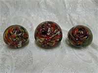 3 Swirl/End of Day Paperweights