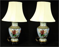 PAIR OF CHINESE CLOISONNE VASES NOW LAMPS
