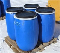 (4) 30 Gal Food Grade Poly Barrels w/Removable Lid