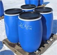 (4) 30 Gal Food Grade Poly Barrels w/Removable Lid
