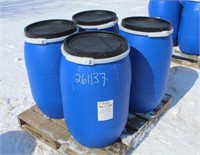 (4) 30 Gal Food Grade Poly Barrels w/Removable