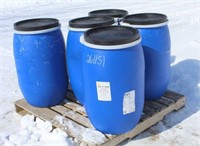 (5) 30 Gal Food Grade Poly Barrels w/Removable