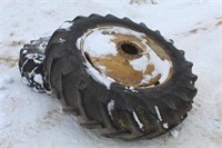 (2) Goodyear 18.4-38 Tractor Tires on 9-Bolt Rims