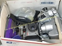 BOX LOT OF ELECTRONICS AND CAMERAS