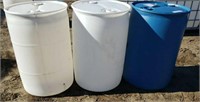 3--55 gallon plastic barrels