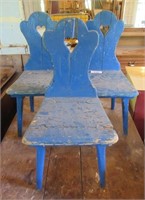 Set of 3 Childs Primitive Chairs