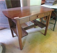 Small Oak Library Desk with Drawer