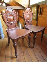 Pair of Carved Back Cherry Chairs