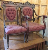 Pair of His and Hers Victorian Chairs