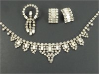 "KRAMER" Rhinestone Necklace, Earrings & Brooch
