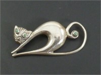 Old Mexico Sterling Silver Cat Pin 23.75 Grams