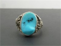 Vintage Sterling Silver & Turquoise Ring 6.5