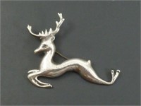 Vintage Mexico Sterling Silver Deer Pin 23.7