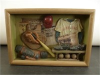 Vintage New York baseball shadow box decoration