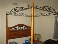 King size wooden and iron bed