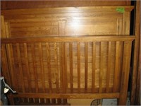 Oak Babybed converts to full size bed with rails