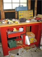 Garage workbench and contents