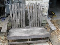 Wooden double seat outdoor bench