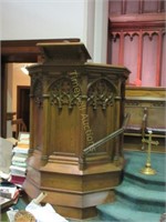 Carved oak pulpit