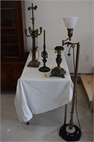 Floor Lamp and Cast Iron Table Lamps