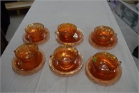 Carnival Glass Cups and Saucers