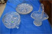 Pressed Glass Bowl and Baskets