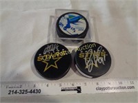 2 Autographed Hockey Pucks & 2010 Puck