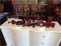 Piece Collection of Ruby Red Glass