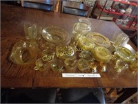 Large Set of Yellow Depression Glass