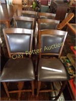 Set of 6 Wood & Leather Chairs